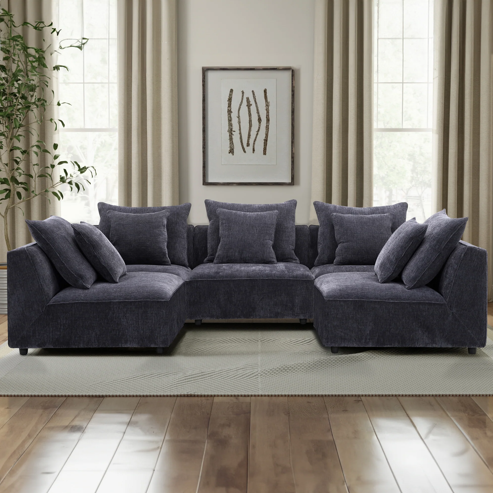 Luxurious Parker House sectional sofa with plush cushions and a modern design, offering spacious seating in a beautifully styled living room.
