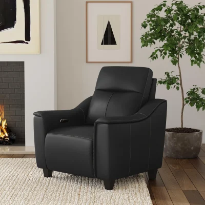 Flexsteel | Walter Coal Leather Power Recliner with Power Headrest