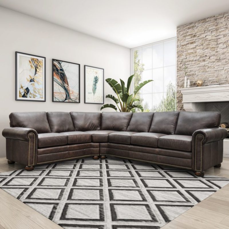 Omnia Leather | Savannah Urban Mahogany Sectional